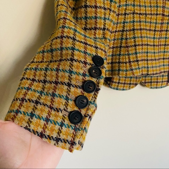 DKYN Plaid Ridding Jacket  Blazer Velvet Collar Size 4 NWT - Picture 9 of 16